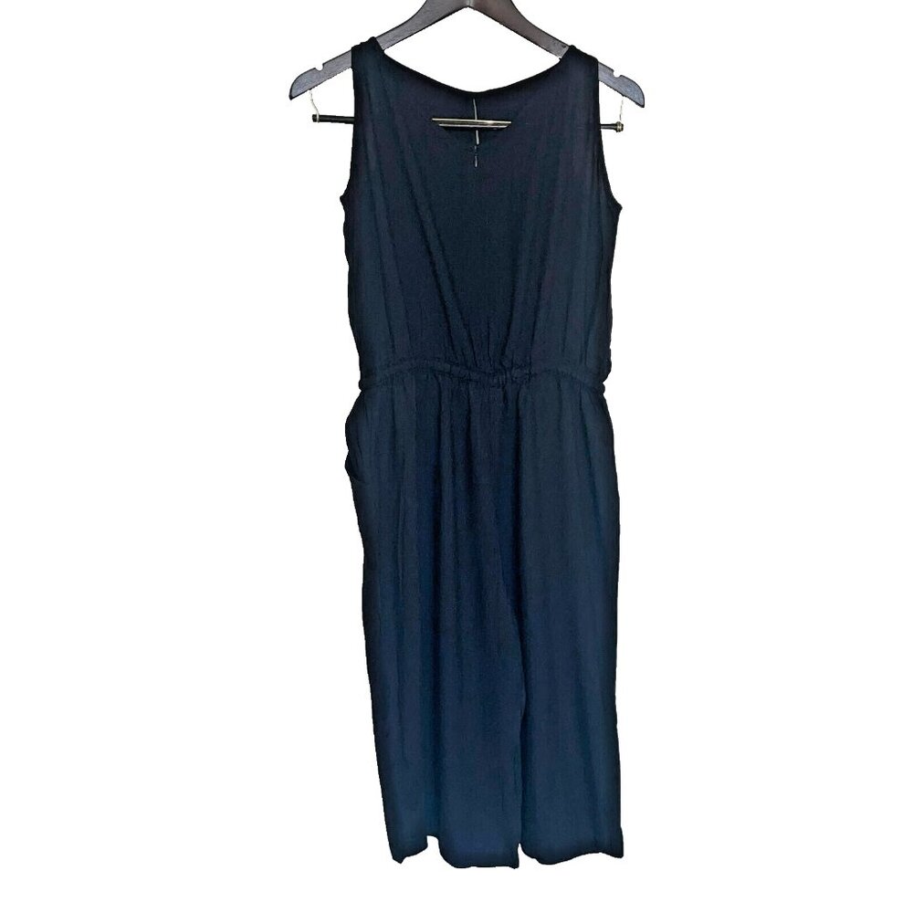 Cottinfab Black Ladies Rayon Drawstring Waist Women's 3/4th Jumpsuit Size M - Picture 4 of 10